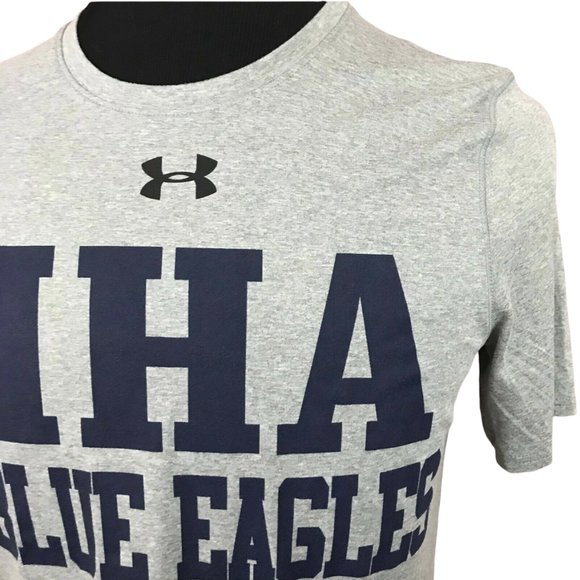 Under Armour Gray Loose Heat Gear Athletic Shirt Small Immaculate Heart Academy - Picture 2 of 5